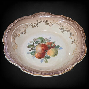 Vintage Imperial China Soup Bowl | Brown Gold Vine Rim Fruit Center Rare Antique